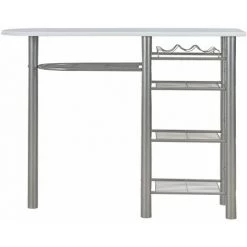 Hommoo Ensemble De Bar Avec Etageres 3 Pcs Bois Et Acier Blanc HDV24937 10 Hommoo Ensemble De Bar Avec Etageres 3 Pcs Bois Et Acier Blanc HDV24937 -Table haute et bar Soldes 25137491 4