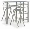 Hommoo Ensemble De Bar Avec Etageres 3 Pcs Bois Et Acier Gris HDV24939 -Table haute et bar Soldes 25137513 1