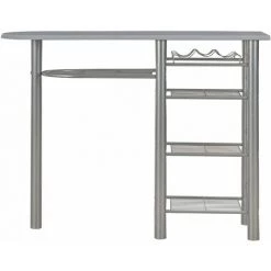 Hommoo Ensemble De Bar Avec Etageres 3 Pcs Bois Et Acier Gris HDV24939 -Table haute et bar Soldes 25137513 3