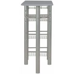 Hommoo Ensemble De Bar Avec Etageres 3 Pcs Bois Et Acier Gris HDV24939 -Table haute et bar Soldes 25137513 4