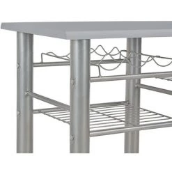 Hommoo Ensemble De Bar Avec Etageres 3 Pcs Bois Et Acier Gris HDV24939 -Table haute et bar Soldes 25137513 5