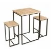 URBAN LIVING Table Haute Carrée Avec Tabourets Chicago - Noir - Naturel Foncé/noir -Table haute et bar Soldes 25145566 1