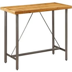ASUPERMALL Table De Bar Teck Recycle Massif 120 X 58 X 106 Cm -Table haute et bar Soldes 25229674 4