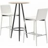 Hommoo Ensemble De Bar 3 Pcs Similicuir Blanc HDV33092 -Table haute et bar Soldes 25242753 1