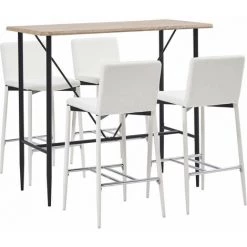 Hommoo Ensemble De Bar 5 Pcs Similicuir Blanc HDV33094