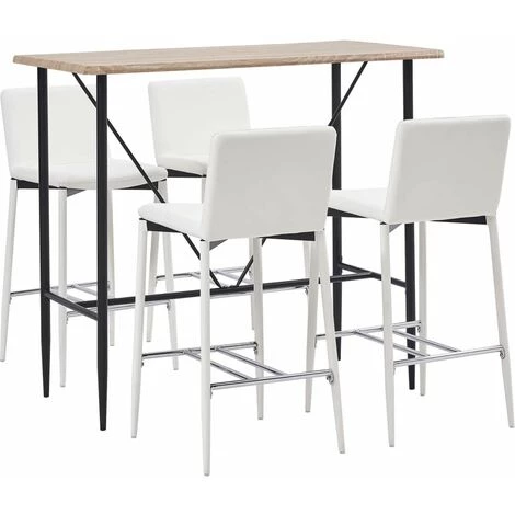 Hommoo Ensemble De Bar 5 Pcs Similicuir Blanc HDV33094 3 Hommoo Ensemble De Bar 5 Pcs Similicuir Blanc HDV33094