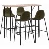 Hommoo Ensemble De Bar 5 Pcs Tissu Marron HDV33096 -Table haute et bar Soldes 25242796 1