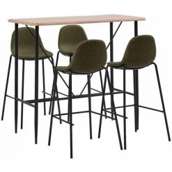 Hommoo Ensemble De Bar 5 Pcs Tissu Marron HDV33096