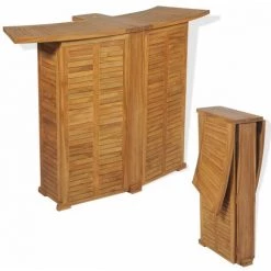 Hommoo Table Pliable De Bar 155x53x105 Cm Bois De Teck Solide HDV28042