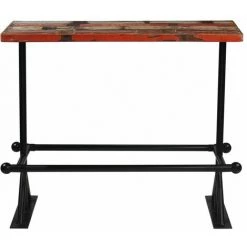 Hommoo Table De Bar Bois Massif Recycle Multicolore 120 X 60 X 107 Cm HDV11376 -Table haute et bar Soldes 25322018 2