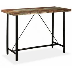 Hommoo Table De Bar Bois Massif De Recuperation 150 X 70 X 107 Cm HDV11430