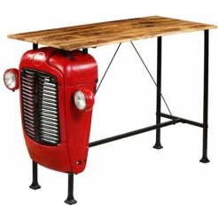 Hommoo Table De Bar Bois De Manguier 60x150x107 Cm Rouge Tracteur HDV12171 8 Hommoo Table De Bar Bois De Manguier 60x150x107 Cm Rouge Tracteur HDV12171 -Table haute et bar Soldes 25322224 2