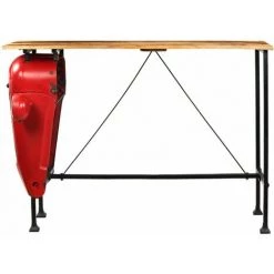 Hommoo Table De Bar Bois De Manguier 60x150x107 Cm Rouge Tracteur HDV12171 9 Hommoo Table De Bar Bois De Manguier 60x150x107 Cm Rouge Tracteur HDV12171 -Table haute et bar Soldes 25322224 3