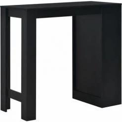 Hommoo Table De Bar Avec Etagere Noir 110x50x103 Cm HDV22363 -Table haute et bar Soldes 25323274 4