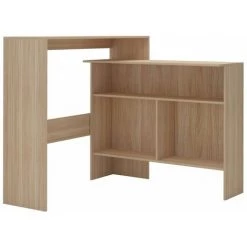 Hommoo Table De Bar Avec 2 Dessus De Table Chene 130 X 40 X 120 Cm HDV22370 -Table haute et bar Soldes 25323375 2