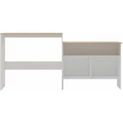 Hommoo Table De Bar Avec 2 Dessus De Table Blanc 130 X 40 X 120 Cm HDV22371 -Table haute et bar Soldes 25323392 3
