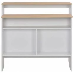 Hommoo Table De Bar Avec 2 Dessus De Table Blanc 130 X 40 X 120 Cm HDV22371 -Table haute et bar Soldes 25323392 5