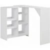 Hommoo Table De Bar Avec Tablette Amovible Blanc 138 X 40 X 120 Cm HDV22373 -Table haute et bar Soldes 25323408 1