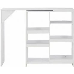 Hommoo Table De Bar Avec Tablette Amovible Blanc 138 X 40 X 120 Cm HDV22373 -Table haute et bar Soldes 25323408 3