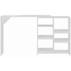 Hommoo Table De Bar Avec Tablette Amovible Blanc 138 X 40 X 120 Cm HDV22373 -Table haute et bar Soldes 25323408 4