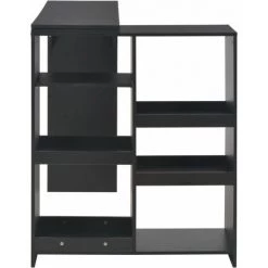 Hommoo Table De Bar Avec Tablette Amovible Noir 138 X 40 X 120 Cm HDV22374 -Table haute et bar Soldes 25323426 5