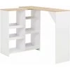 Hommoo Table De Bar Avec Tablette Amovible Blanc 138 X 40 X 120 Cm HDV22376 -Table haute et bar Soldes 25323457 1