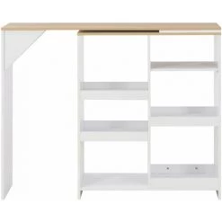 Hommoo Table De Bar Avec Tablette Amovible Blanc 138 X 40 X 120 Cm HDV22376 -Table haute et bar Soldes 25323457 3