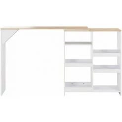 Hommoo Table De Bar Avec Tablette Amovible Blanc 138 X 40 X 120 Cm HDV22376 -Table haute et bar Soldes 25323457 4