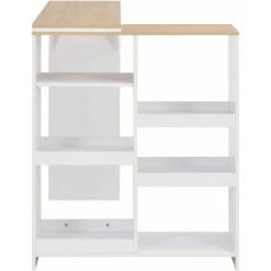 Hommoo Table De Bar Avec Tablette Amovible Blanc 138 X 40 X 120 Cm HDV22376 -Table haute et bar Soldes 25323457 5