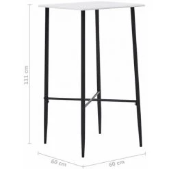 Hommoo Table De Bar Blanc 60 X 60 X 111 Cm MDF HDV23147 -Table haute et bar Soldes 25323548 5