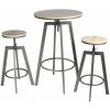 ALTOBUY STARK - Ensemble Table Mange-Debout Et 2 Tabourets Réglables - Marron Clair -Table haute et bar Soldes 25541560 1