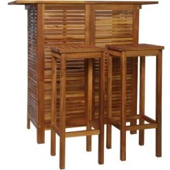 ASUPERMALL Table Et Chaises De Bar 3 Pcs Bois D'Acacia Massif -Table haute et bar Soldes 25824495 3