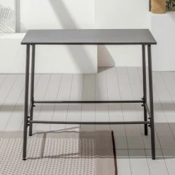 OVIALA Palavas - Table Haute à Manger En Métal Gris - Gris -Table haute et bar Soldes 25994754 3