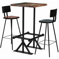 TRUE DEAL Mobilier De Bar 3 Pcs Bois De Récupération Massif Multicolore