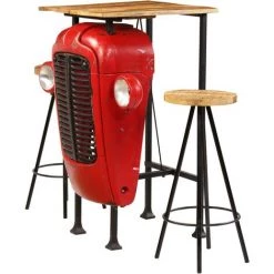 TRUE DEAL Meuble De Bar 3 Pcs Bois Massif De Manguier 60x60x107 Cm