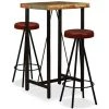 TRUE DEAL Ensemble De Bar 3 Pcs Bois Massif Recyclé Et Cuir Véritable 1 TRUE DEAL Ensemble De Bar 3 Pcs Bois Massif Recyclé Et Cuir Véritable -Table haute et bar Soldes 26265598 1
