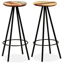 TRUE DEAL Ensemble De Bar 3 Pcs Bois De Récupération Massif -Table haute et bar Soldes 26265599 4