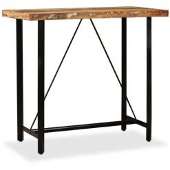 TRUE DEAL Ensemble De Bar 5 Pcs Bois Massif Recyclé Et Cuir Véritable -Table haute et bar Soldes 26265601 2