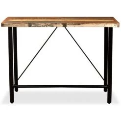 TRUE DEAL Ensemble De Bar 5 Pcs Bois Massif Recyclé Et Cuir Véritable -Table haute et bar Soldes 26265601 3
