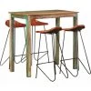 TRUE DEAL Ensemble De Bar 5 Pcs Bois De Récupération Et Cuir Véritable -Table haute et bar Soldes 26268593 1