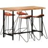 TRUE DEAL Ensemble De Bar 5 Pcs Bois Solide Et Cuir Véritable 1 TRUE DEAL Ensemble De Bar 5 Pcs Bois Solide Et Cuir Véritable -Table haute et bar Soldes 26268594 1