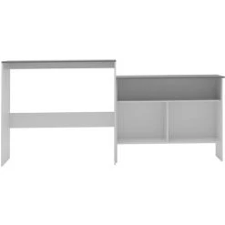 TRUE DEAL Table De Bar Avec 2 Dessus De Table Blanc Et Gris 130x40x120 Cm -Table haute et bar Soldes 26269554 3