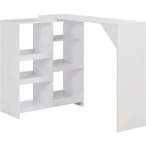 TRUE DEAL Table De Bar Avec Tablette Amovible Blanc 138 X 40 X 120 Cm 3 TRUE DEAL Table De Bar Avec Tablette Amovible Blanc 138 X 40 X 120 Cm