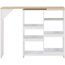 TRUE DEAL Table De Bar Avec Tablette Amovible Blanc 138 X 40 X 120 Cm -Table haute et bar Soldes 26269563 2