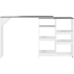 TRUE DEAL Table De Bar Avec Tablette Amovible Blanc 138 X 40 X 120 Cm -Table haute et bar Soldes 26269564 3