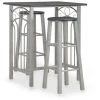 TRUE DEAL Ensemble De Bar 3 Pcs Bois Et Acier Noir -Table haute et bar Soldes 26273919 1