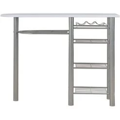 TRUE DEAL Ensemble De Bar Avec étagères 3 Pcs Bois Et Acier Blanc -Table haute et bar Soldes 26273922 4