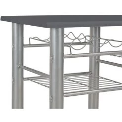 TRUE DEAL Ensemble De Bar Avec étagères 3 Pcs Bois Et Acier Noir -Table haute et bar Soldes 26273923 5