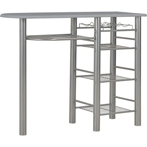 TRUE DEAL Ensemble De Bar Avec étagères 3 Pcs Bois Et Acier Gris 4 TRUE DEAL Ensemble De Bar Avec étagères 3 Pcs Bois Et Acier Gris – Image 2