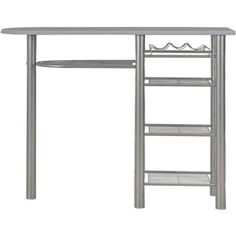 TRUE DEAL Ensemble De Bar Avec étagères 3 Pcs Bois Et Acier Gris 5 TRUE DEAL Ensemble De Bar Avec étagères 3 Pcs Bois Et Acier Gris – Image 3